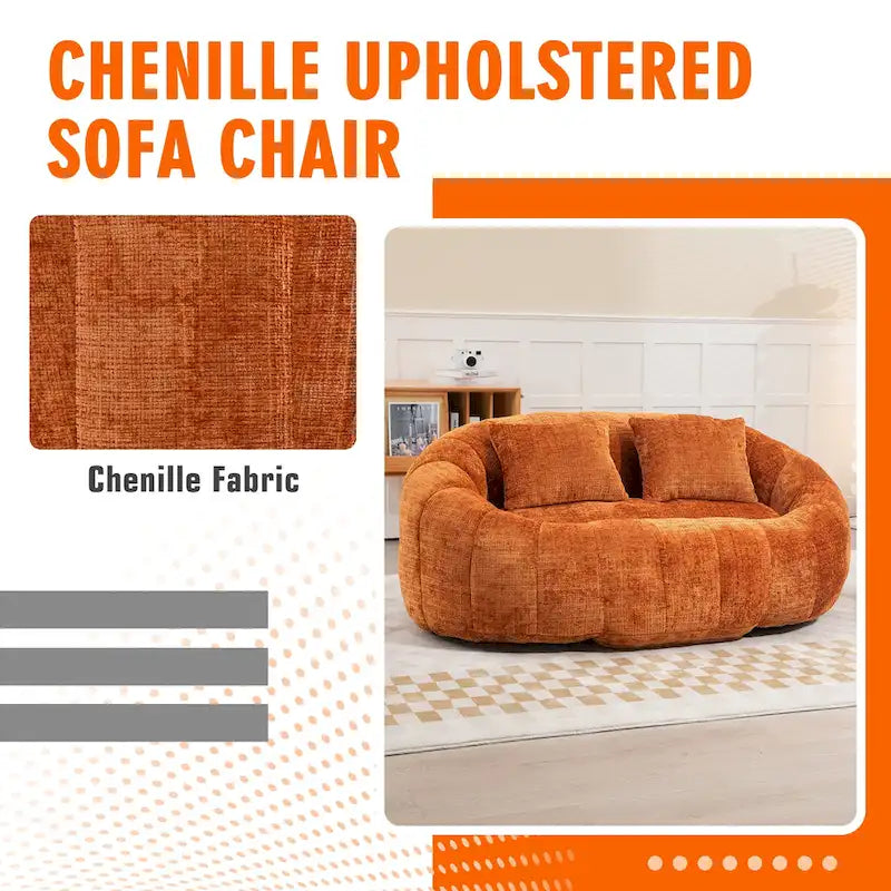 Chenille High Back Bean Bag Loveseat Sofa