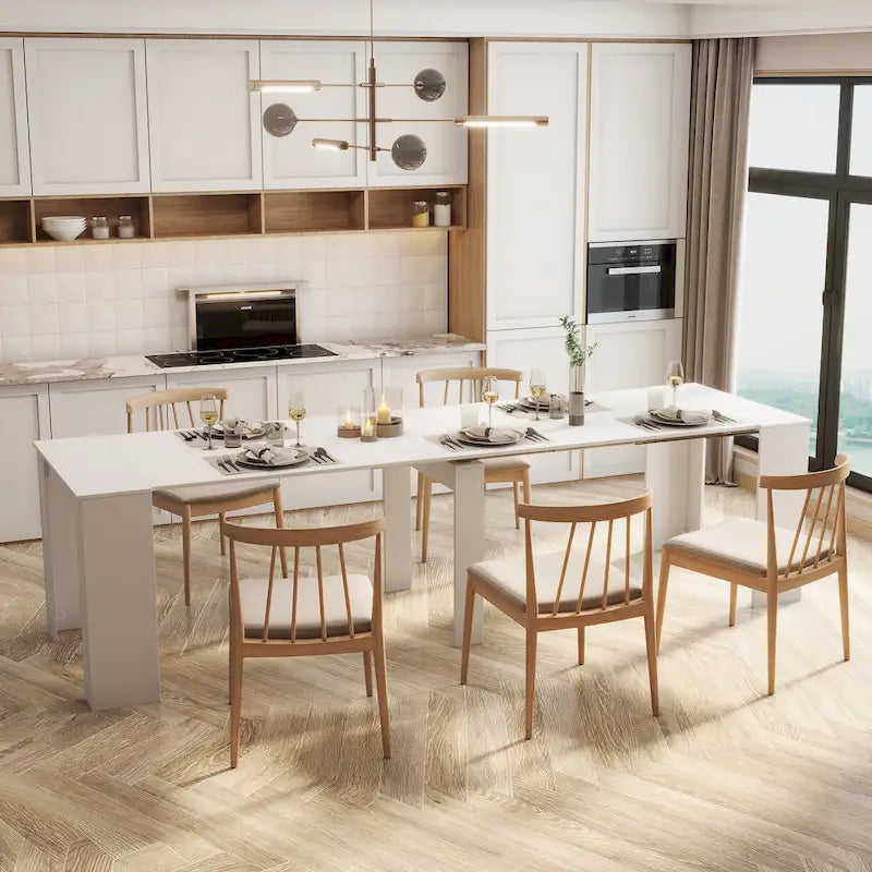 Extendable Console and Dining Table with 5 Movable Panels