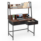 Scrivania per computer con presa di corrente e libreria