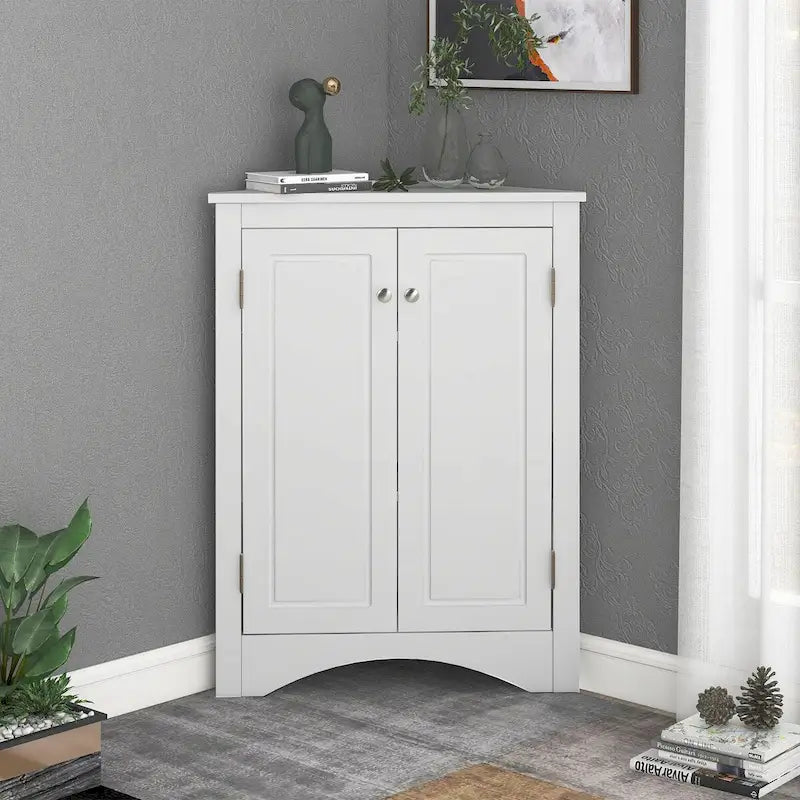 32-Inch 2-Door Corner Cabinet with Adjustable Shelves