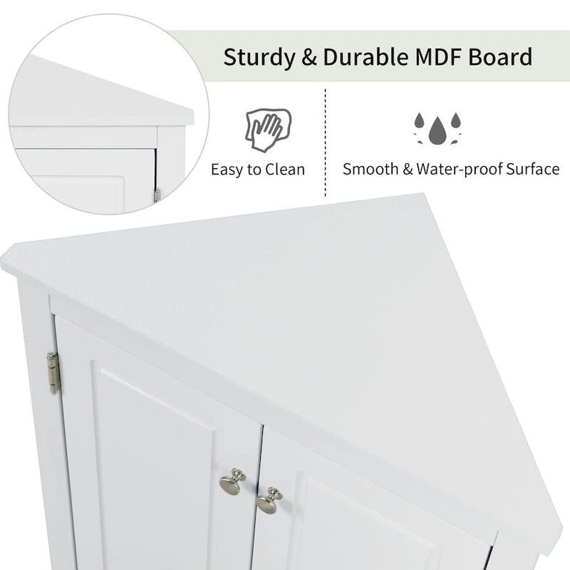 32-Inch 2-Door Corner Cabinet with Adjustable Shelves