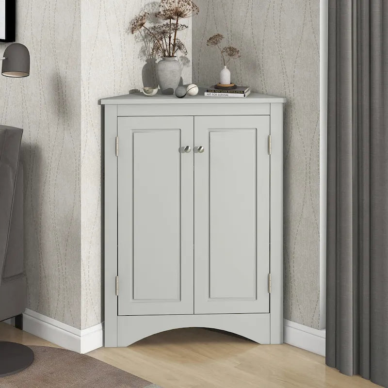 32-Inch 2-Door Corner Cabinet with Adjustable Shelves