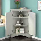 32-Inch 2-Door Corner Cabinet with Adjustable Shelves