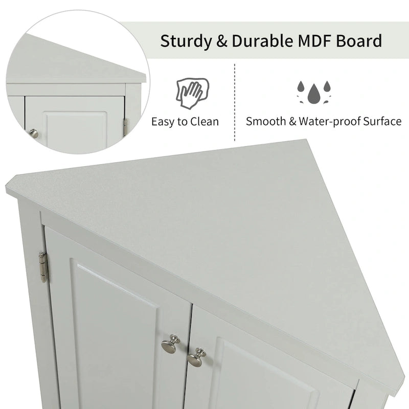32-Inch 2-Door Corner Cabinet with Adjustable Shelves