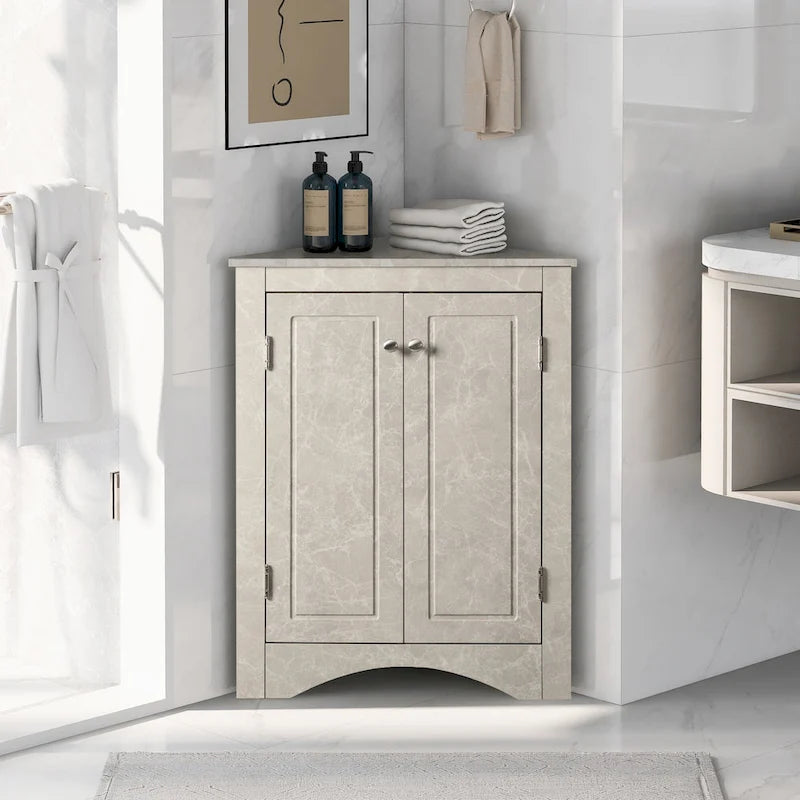 32-Inch 2-Door Corner Cabinet with Adjustable Shelves