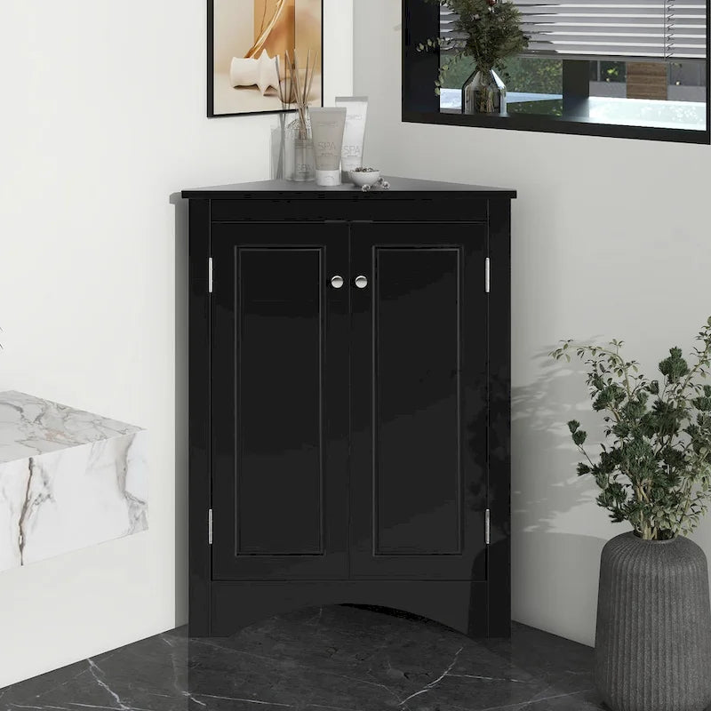 32-Inch 2-Door Corner Cabinet with Adjustable Shelves