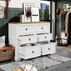 6-Drawer Wood Dresser with Pine Construction