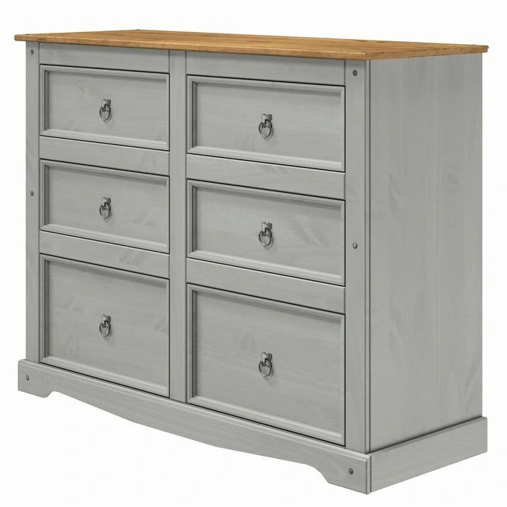 6-Drawer Wood Dresser with Pine Construction